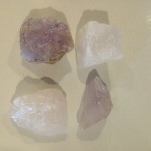 Natural Amethyst and Rose Quartz Decorative Crystal Set - Unbranded